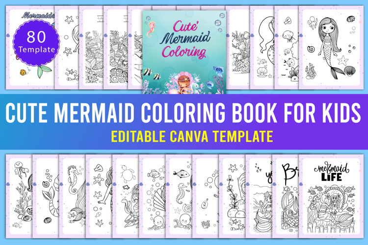 Cute Mermaid Coloring Book Canva