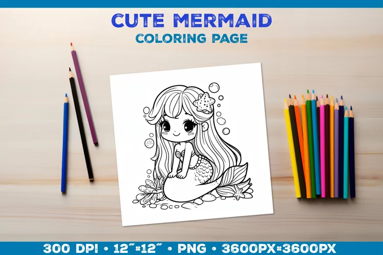 Mermaid Printable Coloring Page. Mermaid Coloring Book