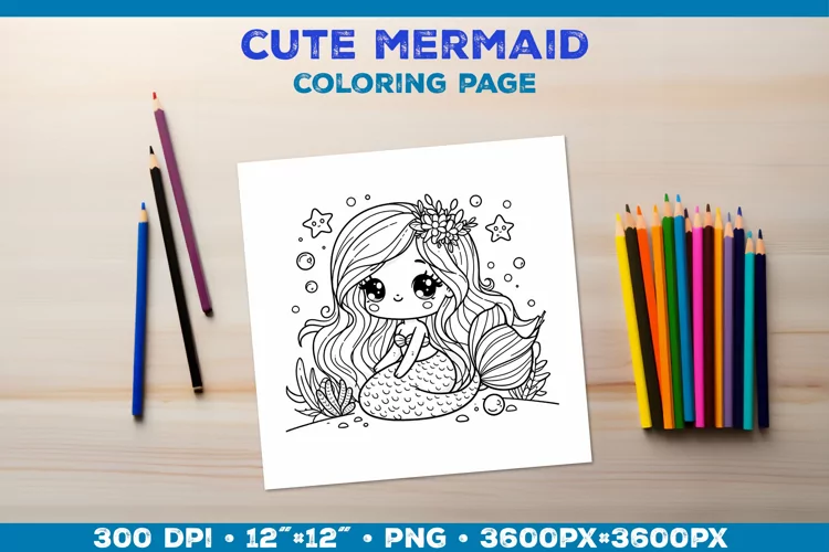 Mermaid Printable Coloring Page. Mermaid Coloring Book