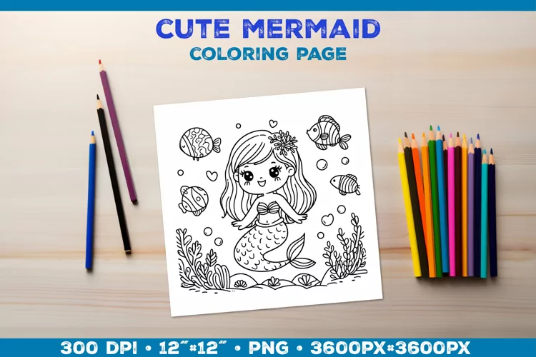 Mermaid Printable Coloring Page. Mermaid Coloring Book