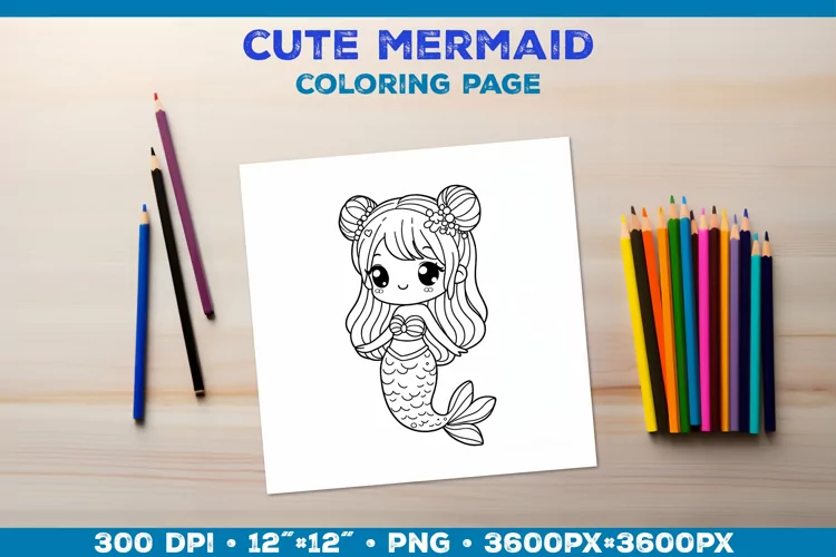 Mermaid Printable Coloring Page. Mermaid Coloring Book