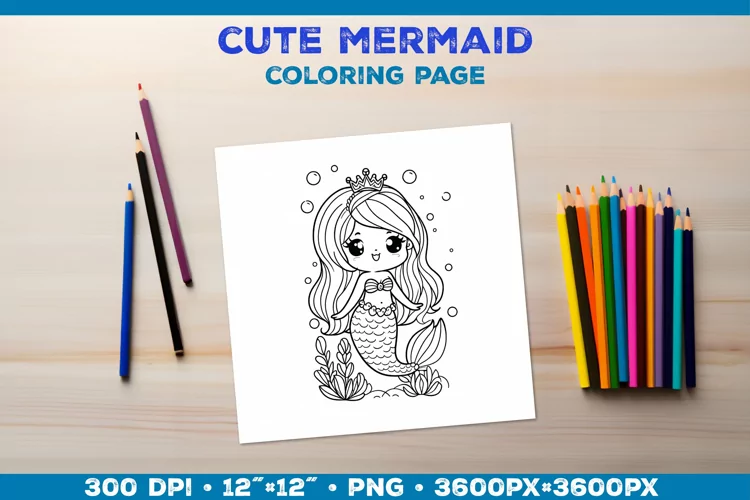 Mermaid Printable Coloring Page. Mermaid Coloring Book