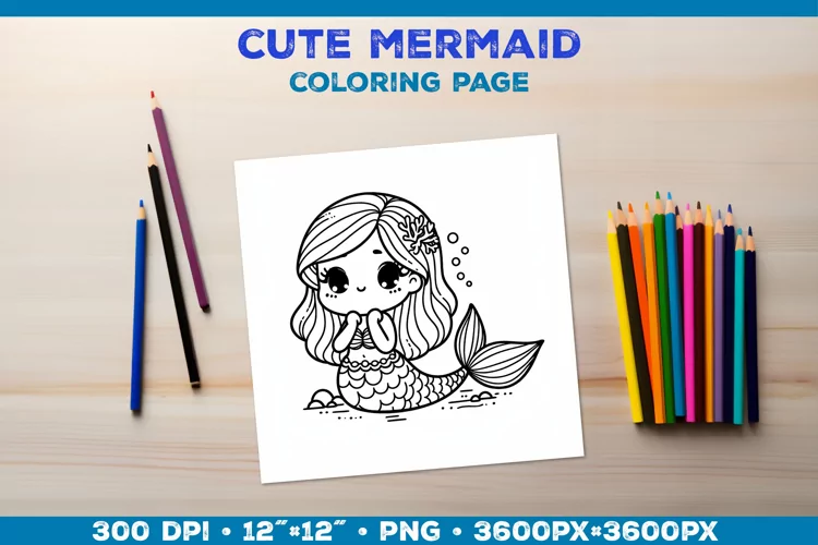 Mermaid Printable Coloring Page. Mermaid Coloring Book