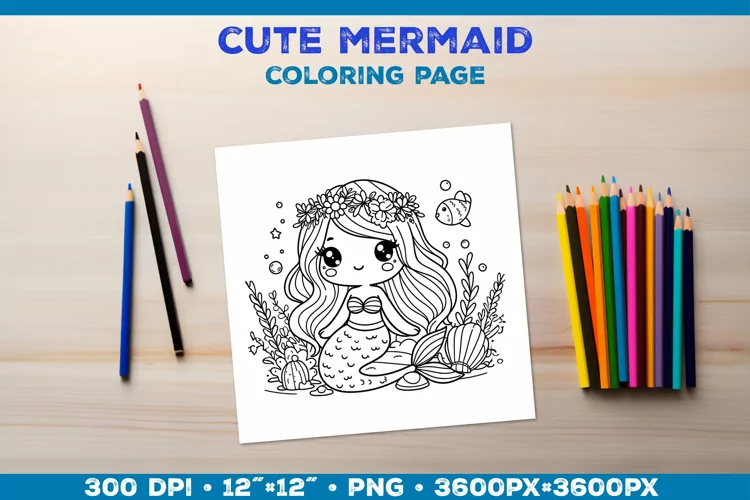 Mermaid Printable Coloring Page. Mermaid Coloring Book