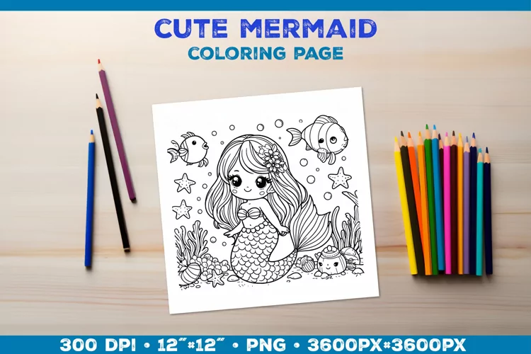 Mermaid Printable Coloring Page. Mermaid Coloring Book