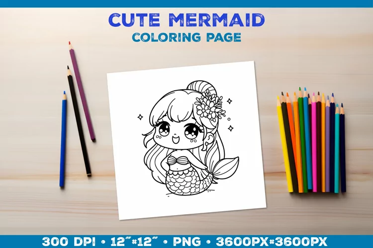 Mermaid Printable Coloring Page. Mermaid Coloring Book