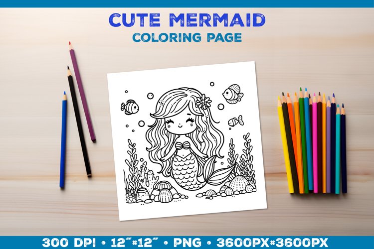 Mermaid Printable Coloring Page. Mermaid Coloring Book