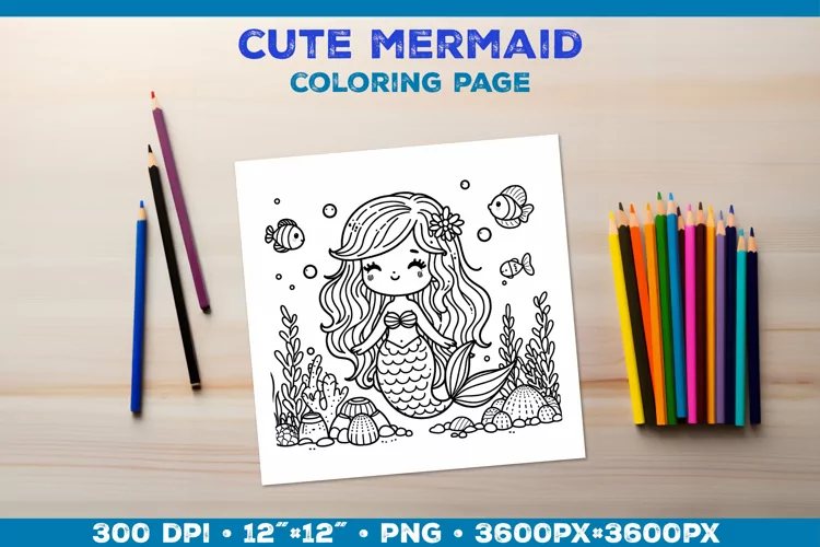 Mermaid Printable Coloring Page. Mermaid Coloring Book