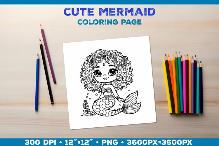 Mermaid Printable Coloring Page. Mermaid Coloring Book