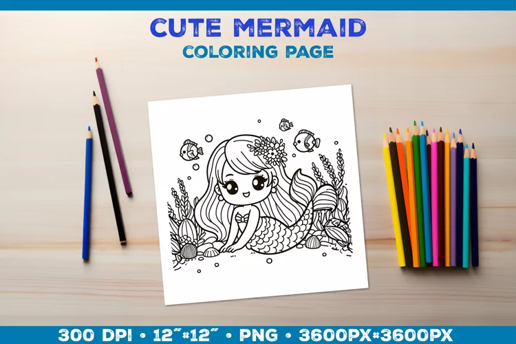Mermaid Printable Coloring Page. Mermaid Coloring Book