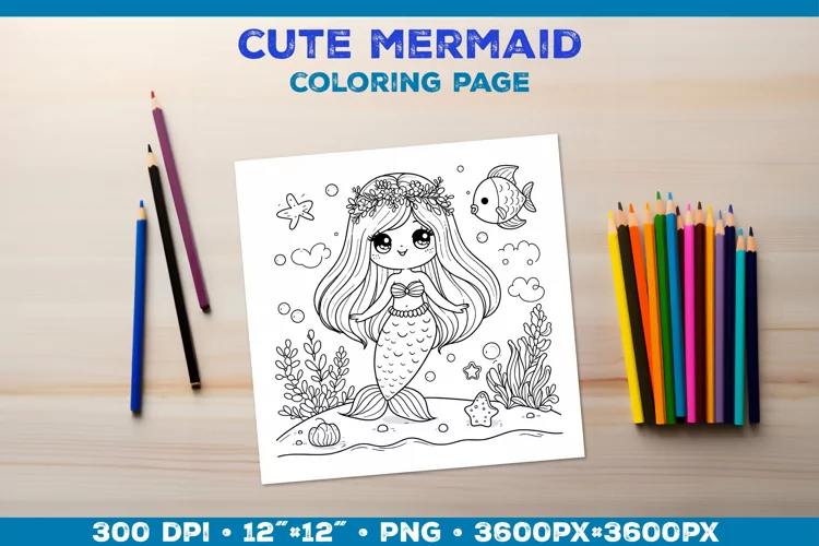 Mermaid Printable Coloring Page. Mermaid Coloring Book