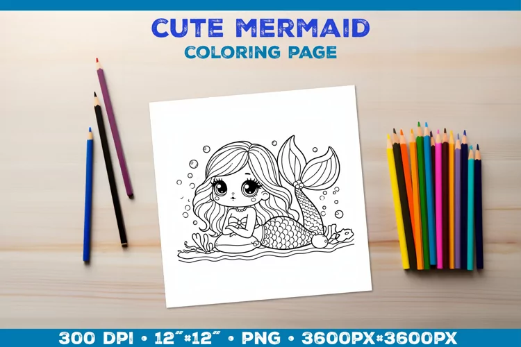 Mermaid Printable Coloring Page. Mermaid Coloring Book
