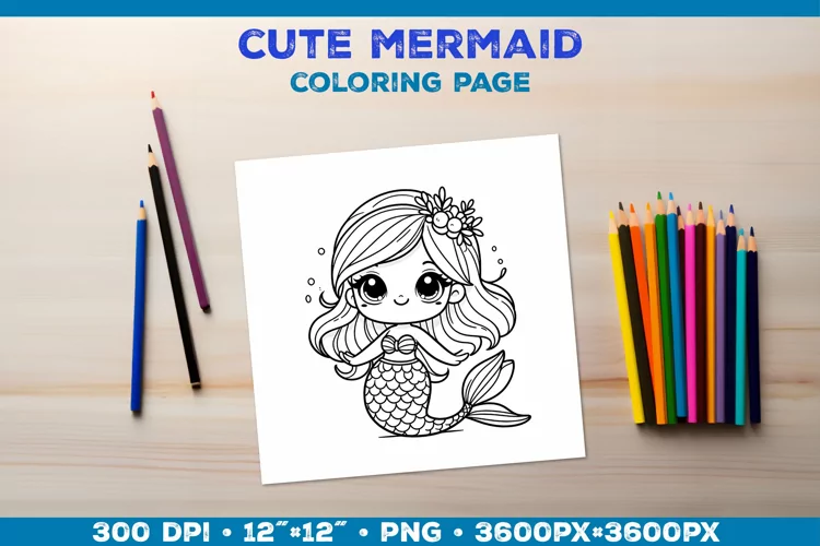 Mermaid Printable Coloring Page. Mermaid Coloring Book