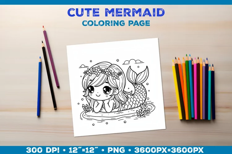 Mermaid Printable Coloring Page. Mermaid Coloring Book