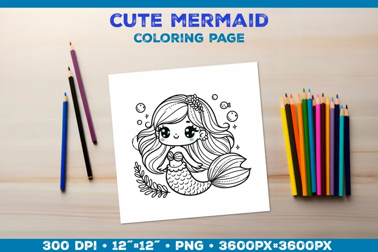 Mermaid Printable Coloring Page. Mermaid Coloring Book