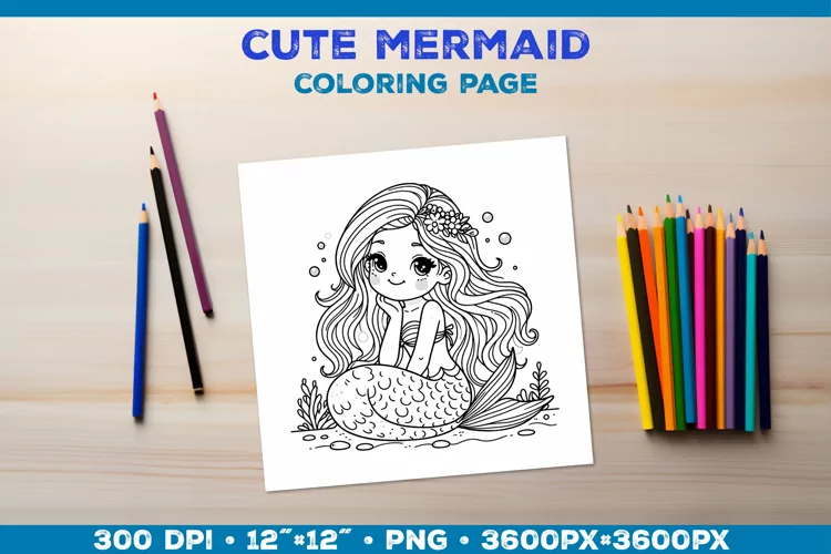 Mermaid Printable Coloring Page. Mermaid Coloring Book