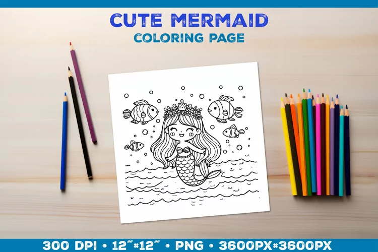 Mermaid Printable Coloring Page. Mermaid Coloring Book