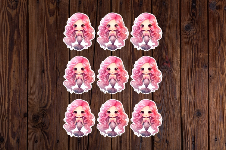 Cute Mermaid Printable Stickers - PNG Sticker Sheet