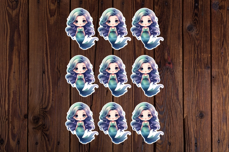 Cute Mermaid Printable Stickers - PNG Sticker Sheet