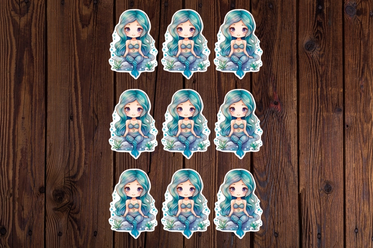 Cute Mermaid Printable Stickers - PNG Sticker Sheet