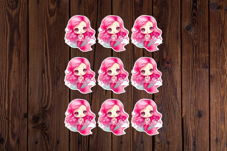 Cute Mermaid Printable Stickers - PNG Sticker Sheet