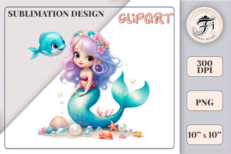 Cute Mermaid Clipart Image 20