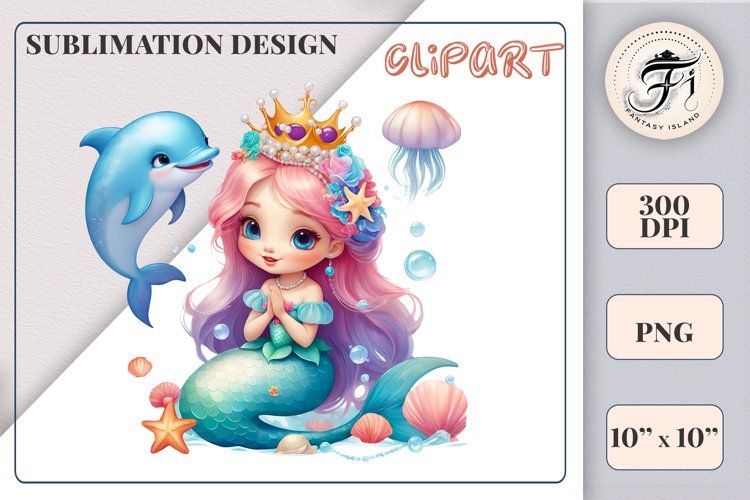 Cute Mermaid Clipart Image 2