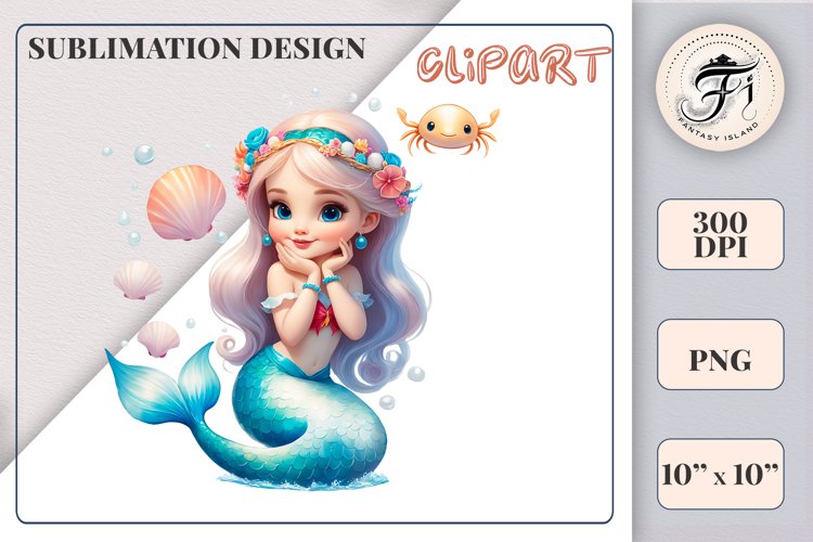Cute Mermaid Clipart Image 7