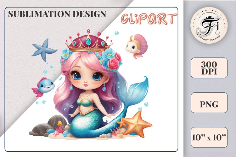 Cute Mermaid Clipart Image 23
