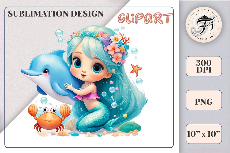 Cute Mermaid Clipart Image 9
