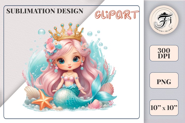 Cute Mermaid Clipart Image 6