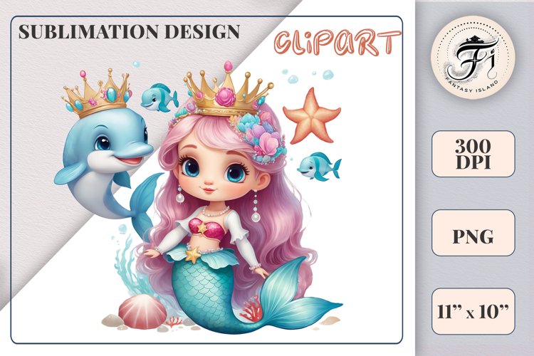 Cute Mermaid Clipart Image 4