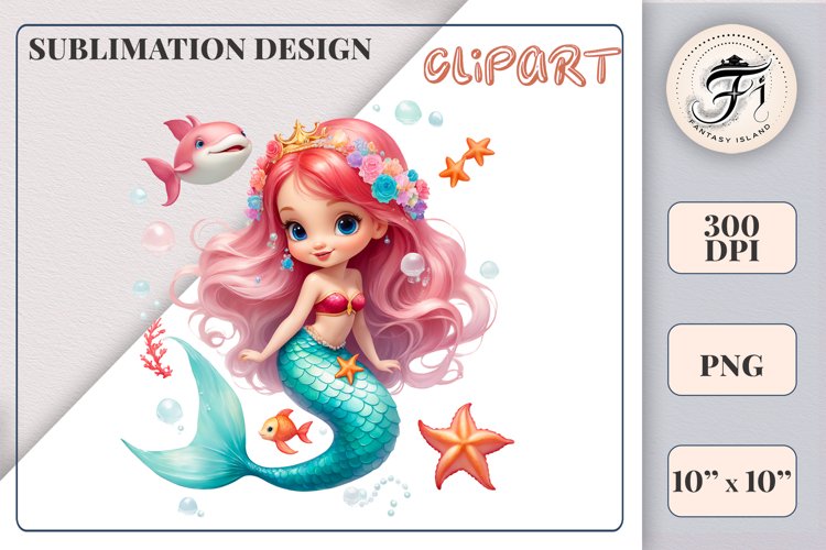 Cute Mermaid Clipart Image 16