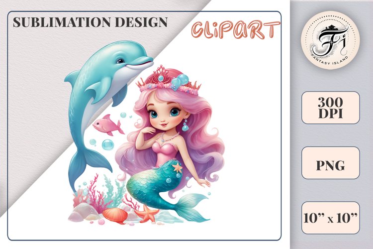 Cute Mermaid Clipart Image 8