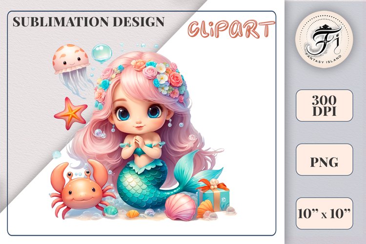 Cute Mermaid Clipart Image 17