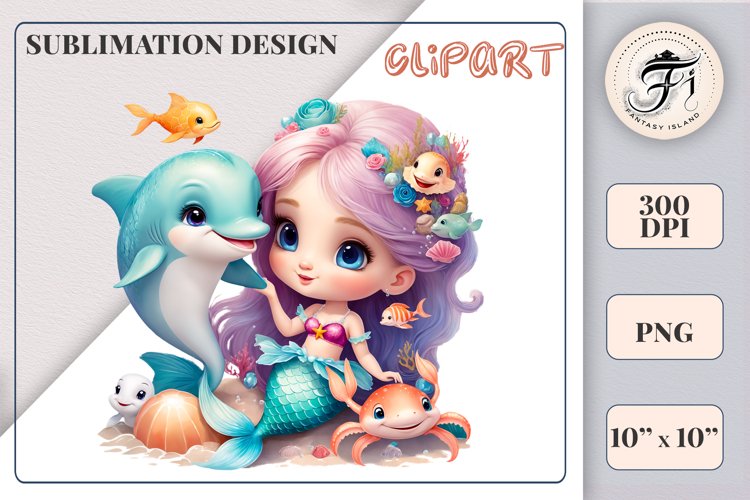 Cute Mermaid Clipart Image 5