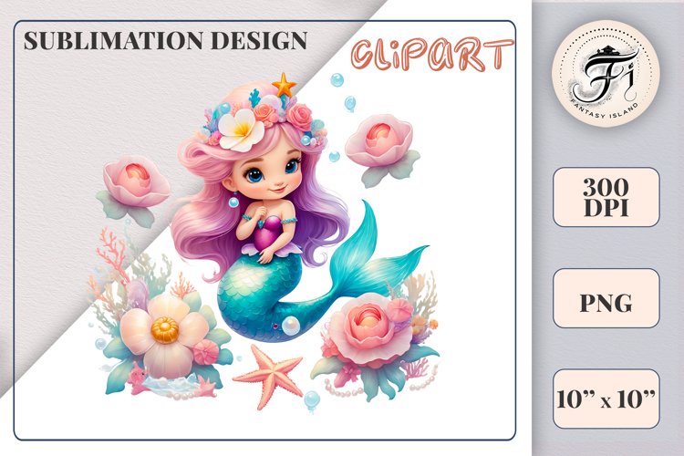 Cute Mermaid Clipart Image 17