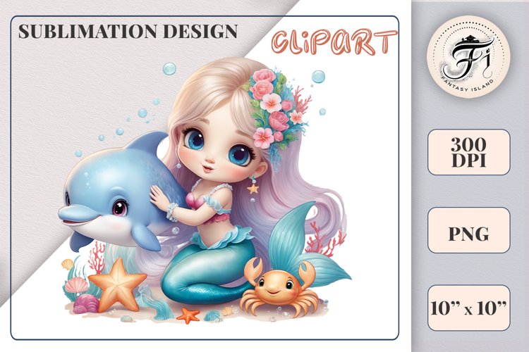 Cute Mermaid Clipart Image 11