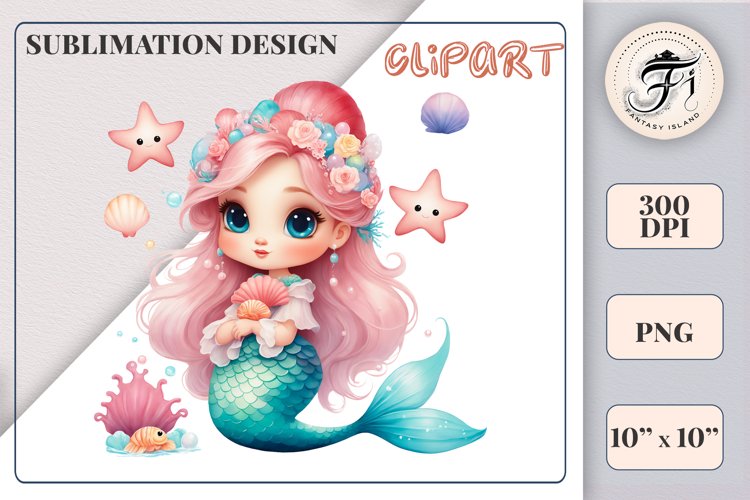 Cute Mermaid Clipart Image 21