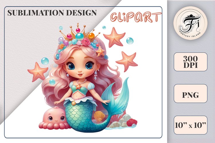 Cute Mermaid Clipart Image 7