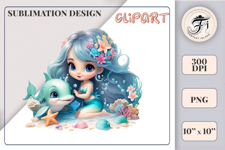 Cute Mermaid Clipart Image 8