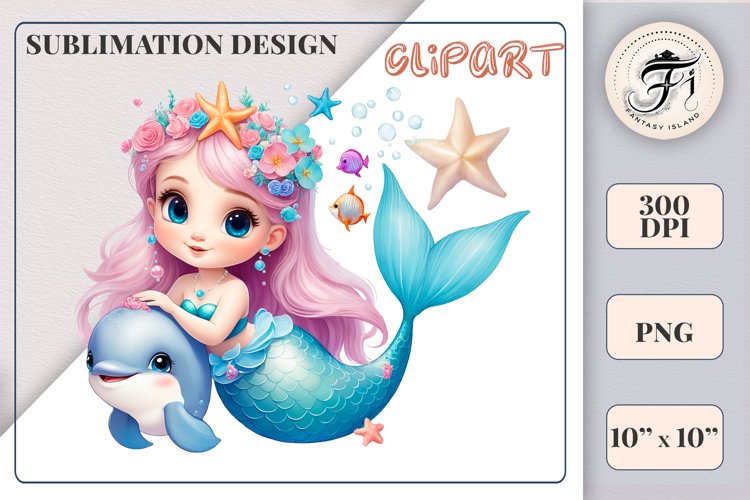 Cute Mermaid Clipart Image 10