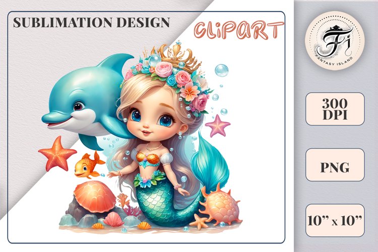Cute Mermaid Clipart Image 12