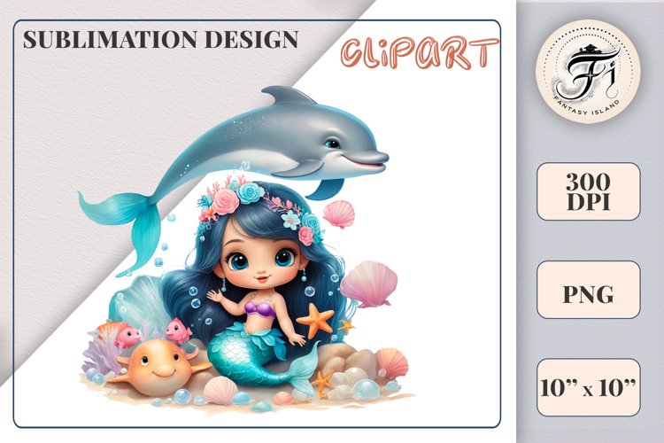 Cute Mermaid Clipart Image 6
