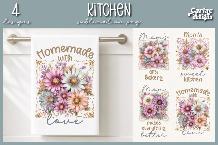 Cute Mom Kitchen Towel Sublimation, Floral Kitchen Towel