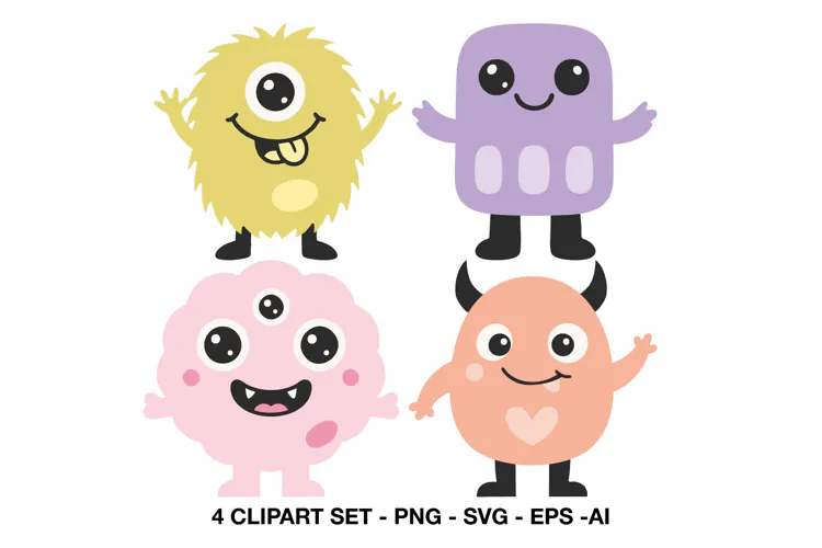 Cute Monster Clipart for Kids Crafts
