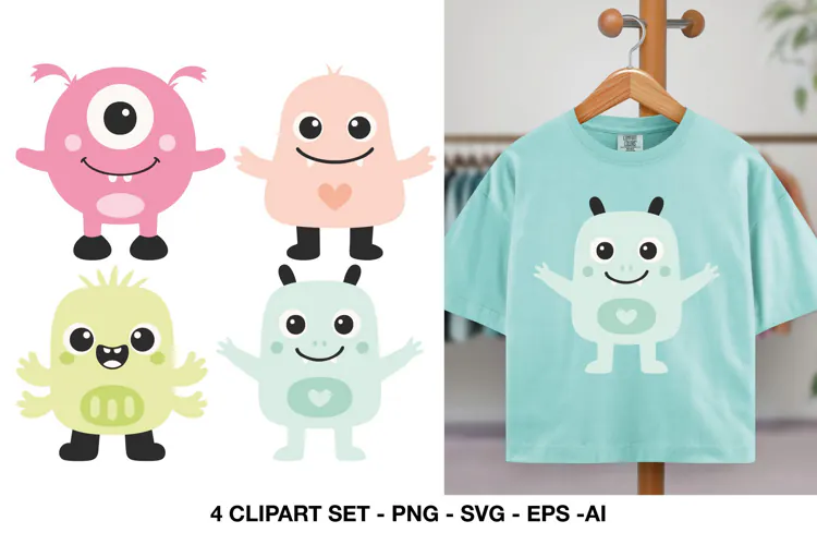 Cute Monster Clipart for Kids Crafts