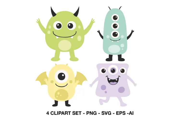 Cute Monster Clipart for Kids Crafts