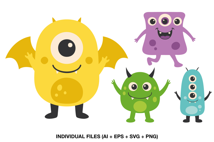 Monster Party Clipart PNG SVG, Cute Birthday Monster Graphic