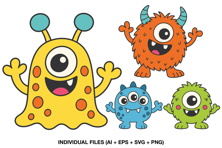 Colorful Cartoon Monster Clipart for Preschool